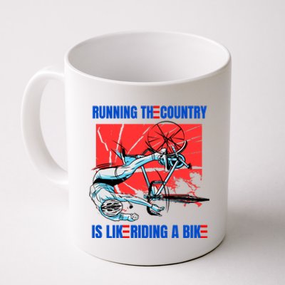 Running The Country Is Like Riding A Bike Merry 4th Of July Biden Falling Coffee Mug