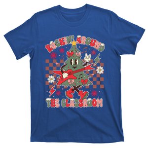 Retro Teacher Christmas Rockin Around The Classroom Outfits Cool Gift T-Shirt