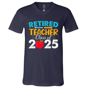 Retired Teacher Class Of 2025 Teacher Retirement 2025 V-Neck T-Shirt