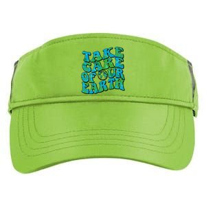 Retro Take Care Of Our Earth Celebrate Earth Day Adult Drive Performance Visor