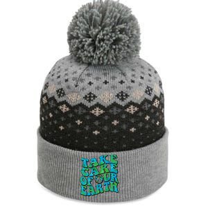 Retro Take Care Of Our Earth Celebrate Earth Day The Baniff Cuffed Pom Beanie