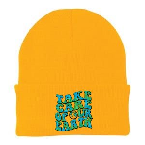 Retro Take Care Of Our Earth Celebrate Earth Day Knit Cap Winter Beanie