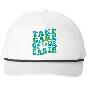 Retro Take Care Of Our Earth Celebrate Earth Day Snapback Five-Panel Rope Hat