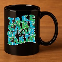 Retro Take Care Of Our Earth Celebrate Earth Day 11oz C Handle Ceramic Mug