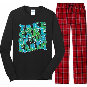 Retro Take Care Of Our Earth Celebrate Earth Day Long Sleeve Pajama Set