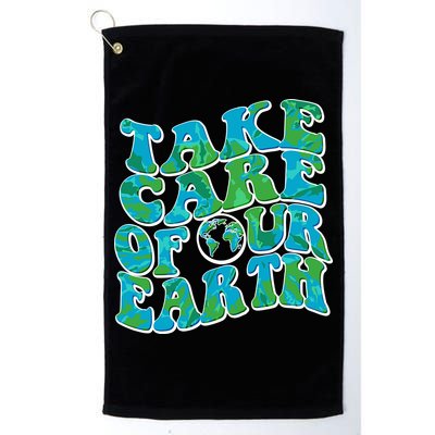 Retro Take Care Of Our Earth Celebrate Earth Day Golf Towel