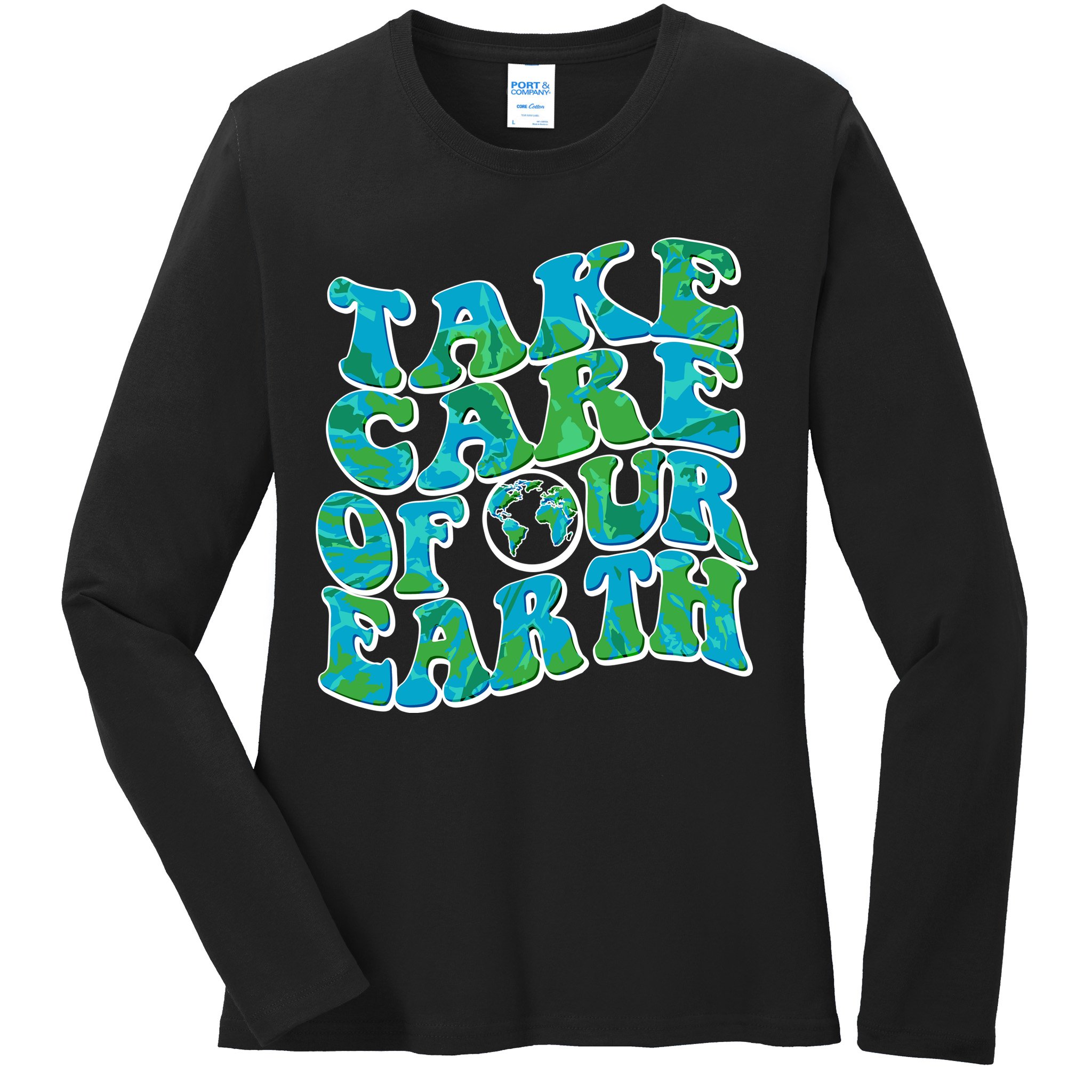 Retro Take Care Of Our Earth Celebrate Earth Day Ladies Long Sleeve Shirt