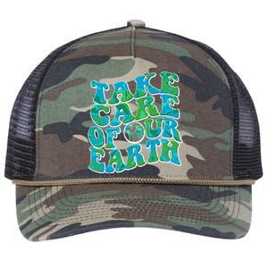 Retro Take Care Of Our Earth Celebrate Earth Day Retro Rope Trucker Hat Cap