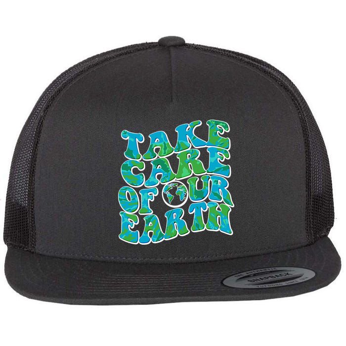 Retro Take Care Of Our Earth Celebrate Earth Day Flatbill Hat
