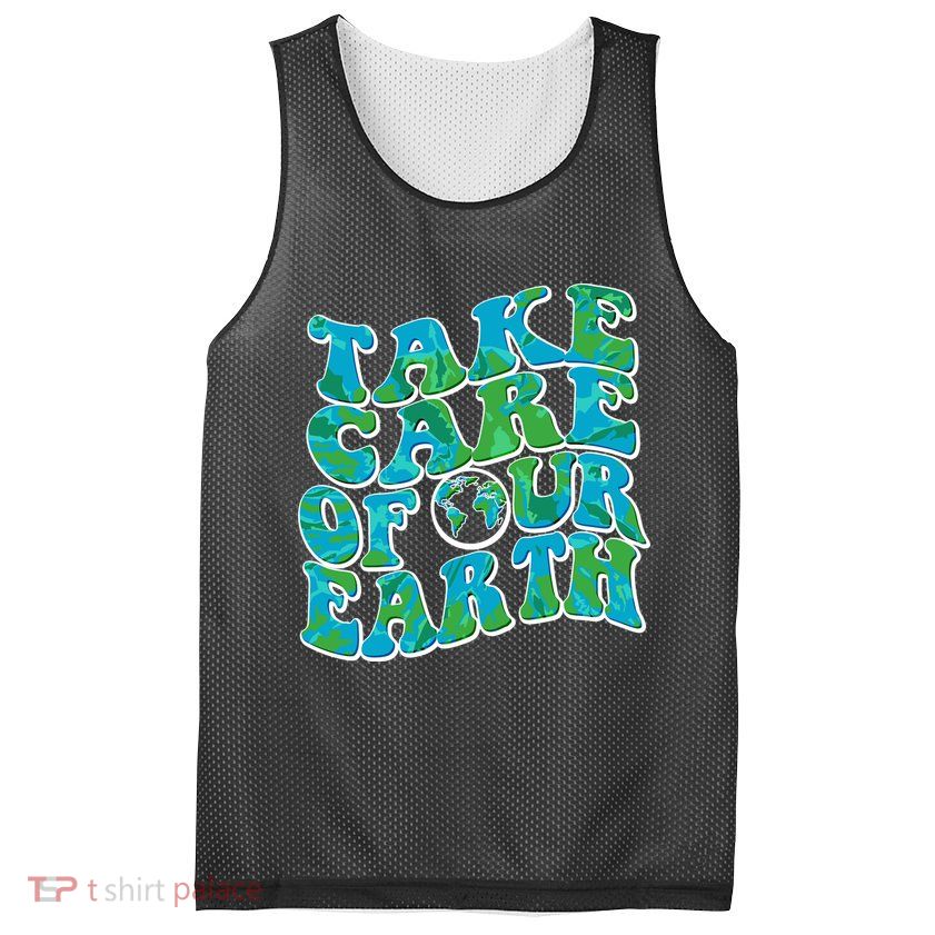 Retro Take Care Of Our Earth Celebrate Earth Day Mesh Reversible Basketball Jersey Tank