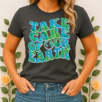 Retro Take Care Of Our Earth Celebrate Earth Day Womens T-Shirt