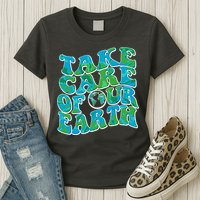 Retro Take Care Of Our Earth Celebrate Earth Day Womens T-Shirt