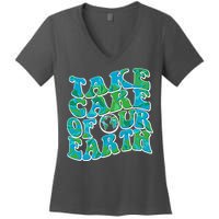 Retro Take Care Of Our Earth Celebrate Earth Day Women's V-Neck T-Shirt