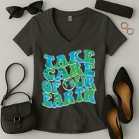 Retro Take Care Of Our Earth Celebrate Earth Day Women's V-Neck T-Shirt