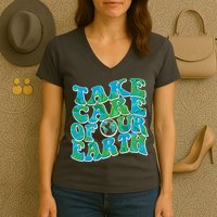 Retro Take Care Of Our Earth Celebrate Earth Day Women's V-Neck T-Shirt