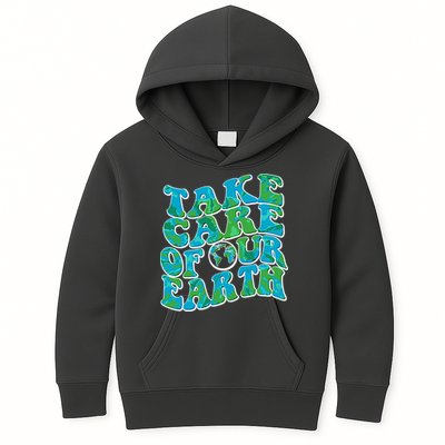 Retro Take Care Of Our Earth Celebrate Earth Day Kids Hoodie