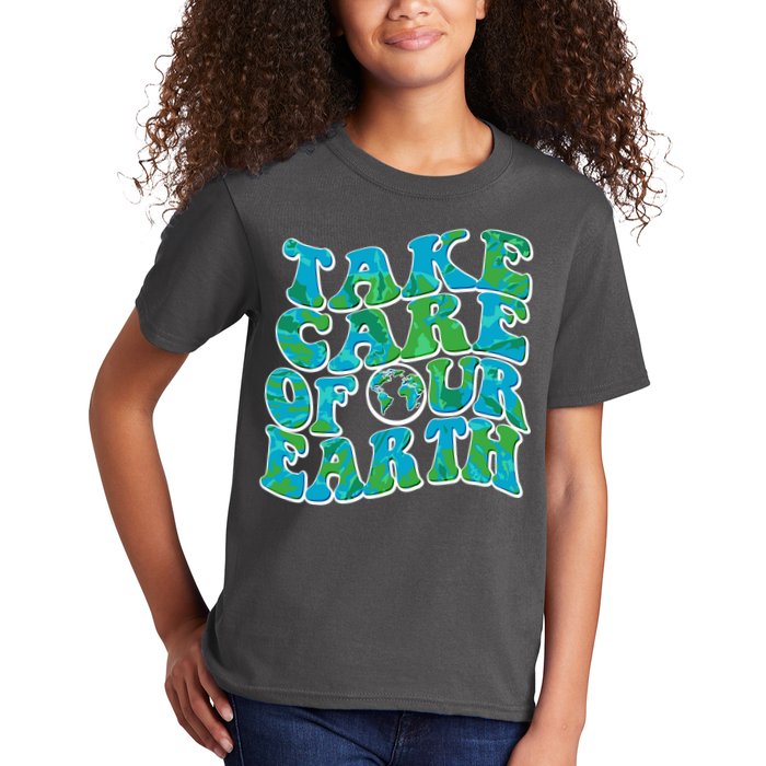 Retro Take Care Of Our Earth Celebrate Earth Day Kids T-Shirt