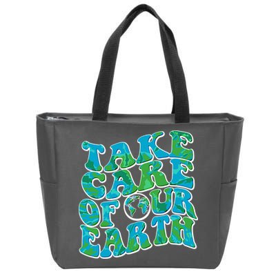 Retro Take Care Of Our Earth Celebrate Earth Day Zip Tote Bag