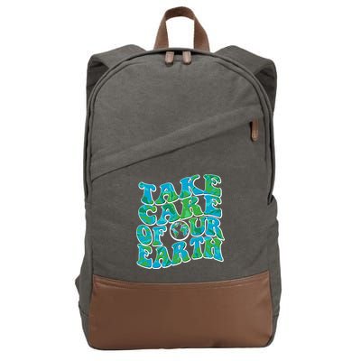 Retro Take Care Of Our Earth Celebrate Earth Day Cotton Canvas Backpack