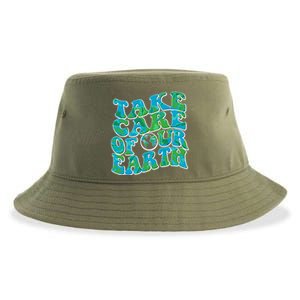 Retro Take Care Of Our Earth Celebrate Earth Day Sustainable Bucket Hat