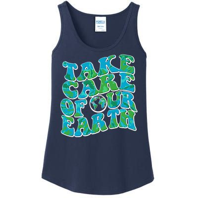 Retro Take Care Of Our Earth Celebrate Earth Day Ladies Essential Tank