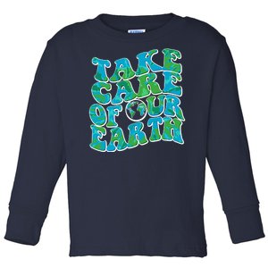 Retro Take Care Of Our Earth Celebrate Earth Day Toddler Long Sleeve Shirt