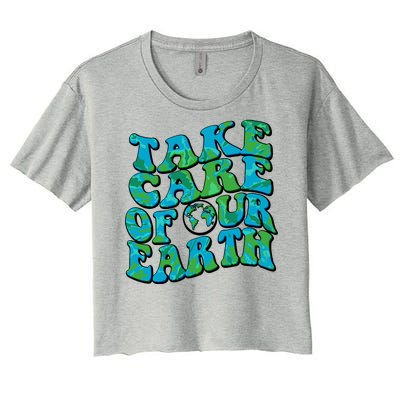 Retro Take Care Of Our Earth Celebrate Earth Day Women's Crop Top Tee