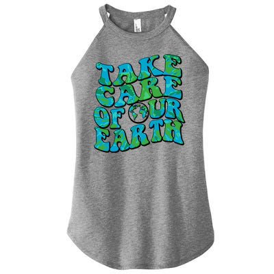 Retro Take Care Of Our Earth Celebrate Earth Day Women’s Perfect Tri Rocker Tank