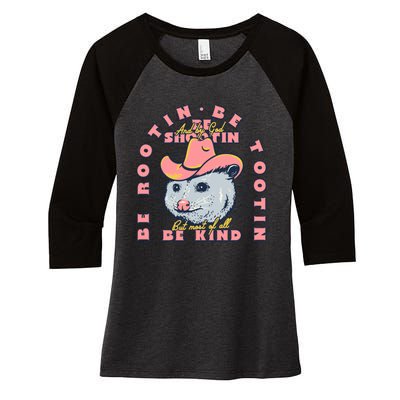 Rootin Tootin Cowboy Advice | Poss Possum Opossum Women's Tri-Blend 3/4-Sleeve Raglan Shirt