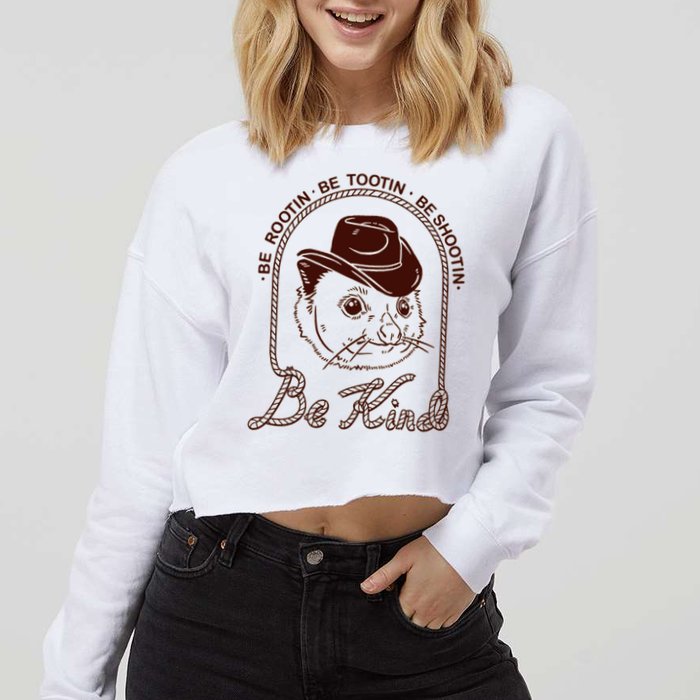 Rootin Tootin Cowboy Advice | Poss Possum Opossum Cropped Pullover Crew