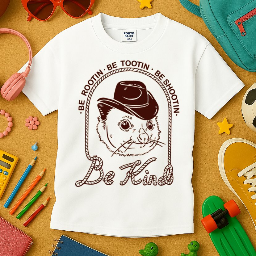 Rootin Tootin Cowboy Advice | Poss Possum Opossum Kids T-Shirt