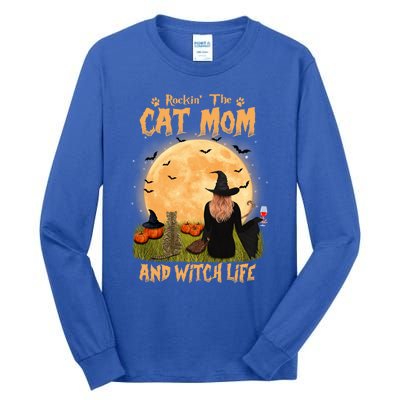 Rocking The Cat Mom Witch Life American Shorthair Halloween Cool Gift Tall Long Sleeve T-Shirt