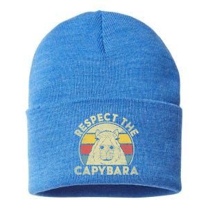 Respect The Capybara Funny Capybaras Lovers Gift Sustainable Knit Beanie