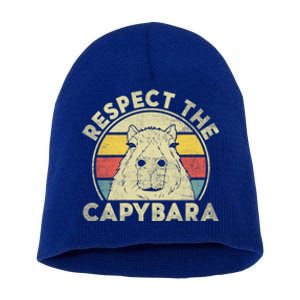 Respect The Capybara Funny Capybaras Lovers Gift Short Acrylic Beanie