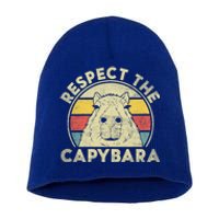 Respect The Capybara Funny Capybaras Lovers Gift Short Acrylic Beanie