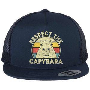 Respect The Capybara Funny Capybaras Lovers Gift Flat Bill Trucker Hat