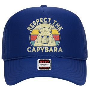 Respect The Capybara Funny Capybaras Lovers Gift High Crown Mesh Back Trucker Hat