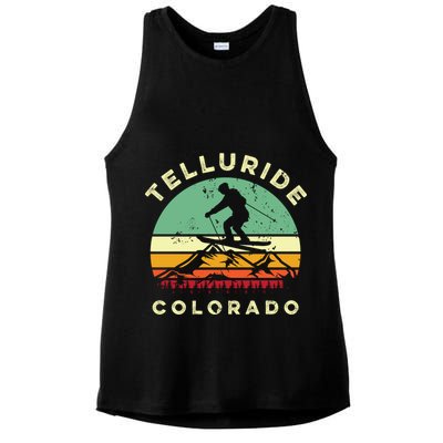Retro Telluride Colorado Skiing Vintage Skier 70s Ski Lover Cute Gift Ladies PosiCharge Tri-Blend Wicking Tank