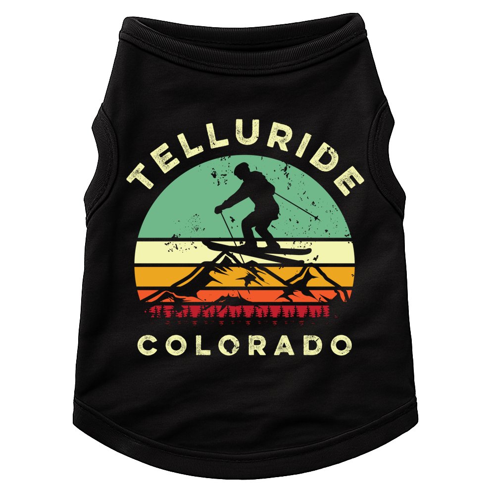 Retro Telluride Colorado Skiing Vintage Skier 70s Ski Lover Cute Gift Doggie Tank