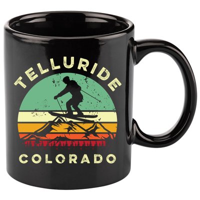 Retro Telluride Colorado Skiing Vintage Skier 70s Ski Lover Cute Gift 11oz C Handle Ceramic Mug