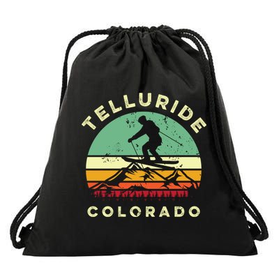 Retro Telluride Colorado Skiing Vintage Skier 70s Ski Lover Cute Gift Drawstring Bag