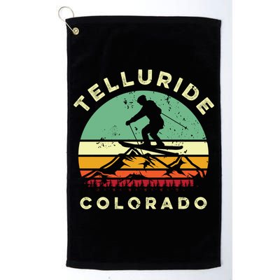 Retro Telluride Colorado Skiing Vintage Skier 70s Ski Lover Cute Gift Golf Towel