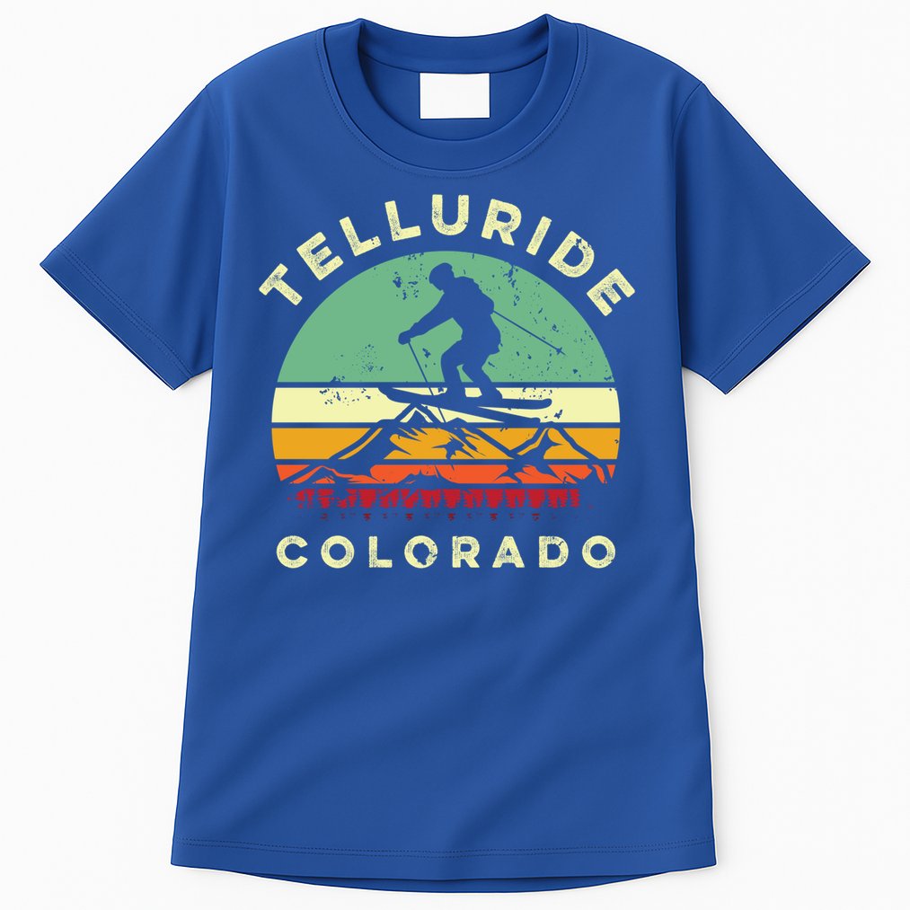 Retro Telluride Colorado Skiing Vintage Skier 70s Ski Lover Cute Gift Tall T-Shirt