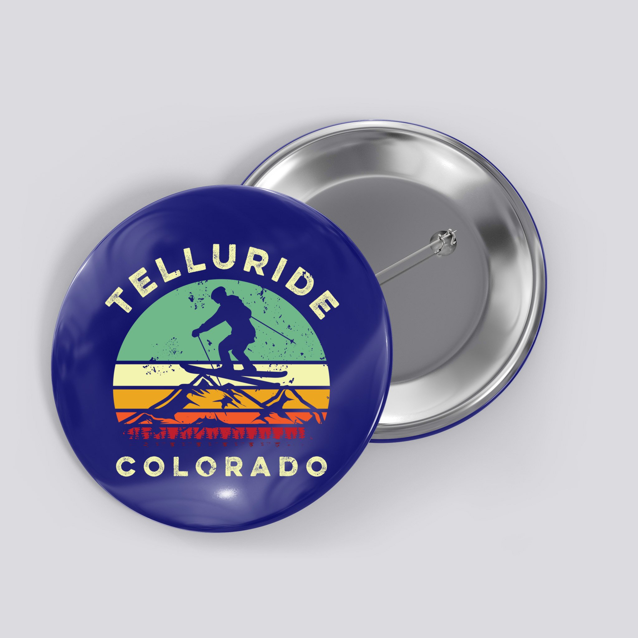 Retro Telluride Colorado Skiing Vintage Skier 70s Ski Lover Cute Gift Button