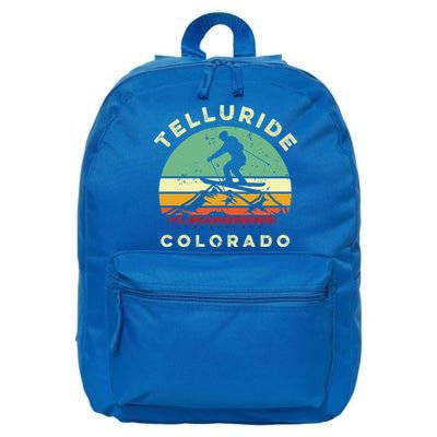 Retro Telluride Colorado Skiing Vintage Skier 70s Ski Lover Cute Gift 16 in Basic Backpack