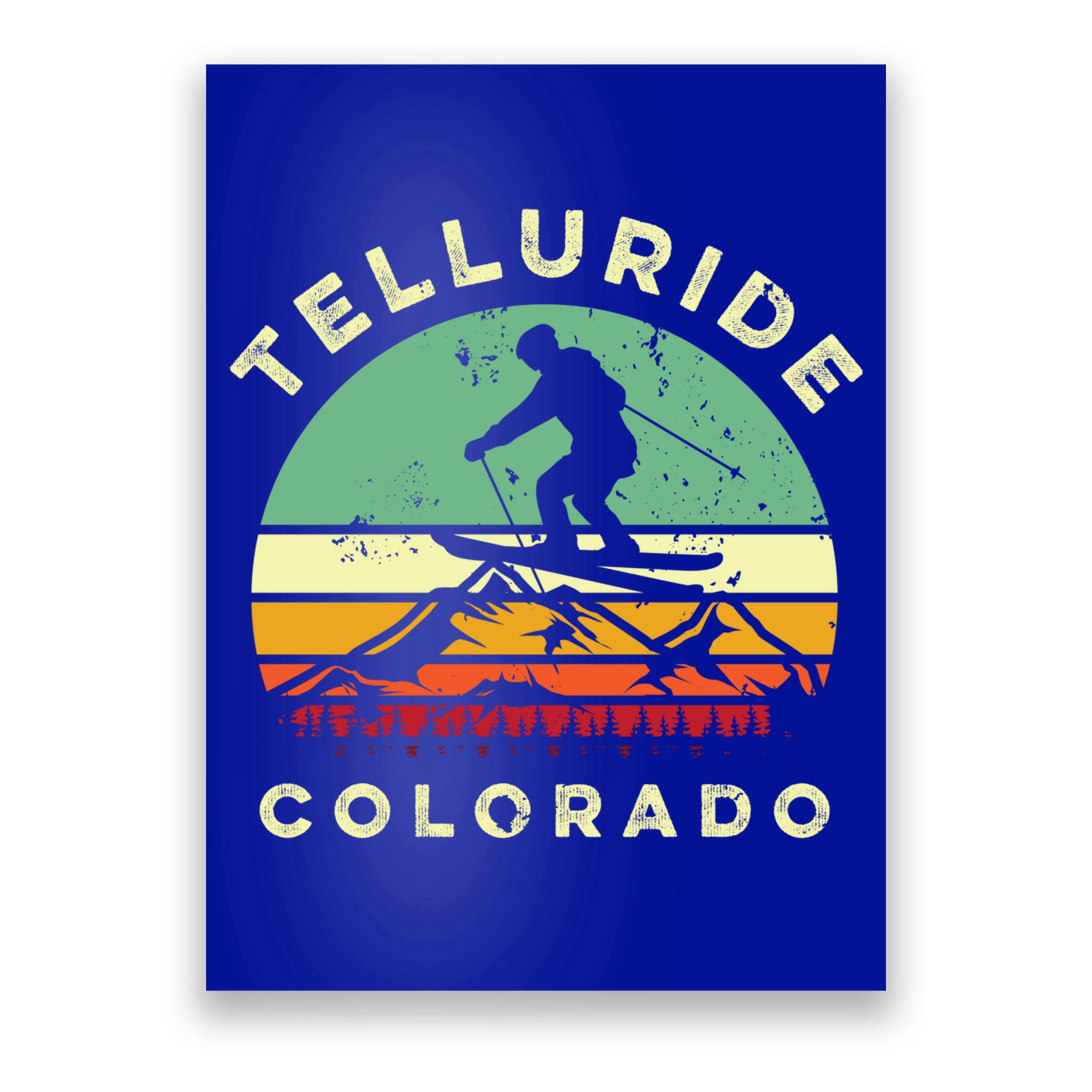 Retro Telluride Colorado Skiing Vintage Skier 70s Ski Lover Cute Gift Poster