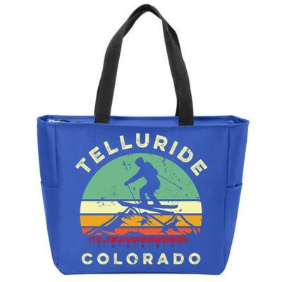 Retro Telluride Colorado Skiing Vintage Skier 70s Ski Lover Cute Gift Zip Tote Bag