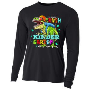 Ready To Crush Kindergarten Dinosaur Back to School Cooling Performance Long Sleeve Crew