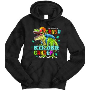 Ready To Crush Kindergarten Dinosaur Back to School Tie Dye Hoodie