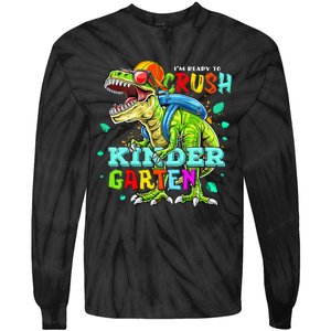 Ready To Crush Kindergarten Dinosaur Back to School Tie-Dye Long Sleeve Shirt